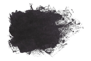 Fototapeta premium Shiny black gray brush watercolor painting isolated on transparent background. watercolor png