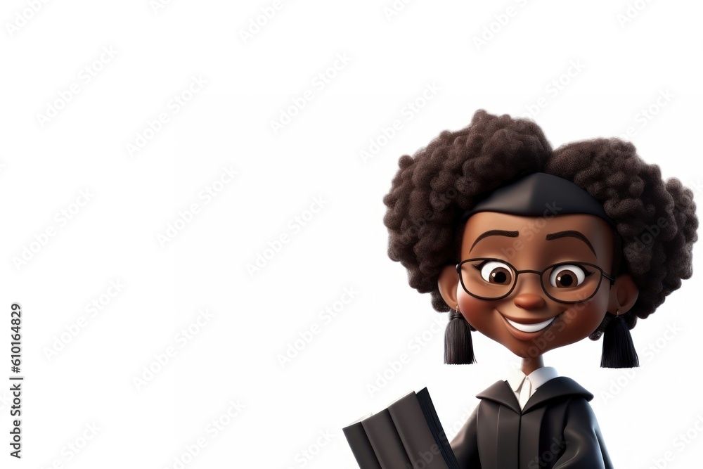Aufkleber black woman judge white background isolated smiling with copy space generative ai