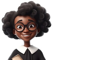 Black Female Judge White Background Isolated Very Pretty With Copy Space Generative AI