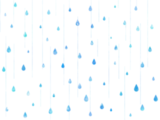 背景画像 バックグラウンド 透過 PNG 素材 手書き 水彩 雨 雫 青色 梅雨 6月 水