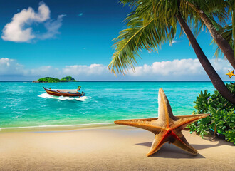 Fototapeta na wymiar Beautiful luxury outdoor swimming pool around coconut palm tree