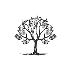Fototapeta premium Tree silhouettes. Vector illustration. simple Olive tree silhouette icon isolated on white background