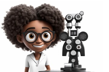 Black Female Optometrist White Background Isolated Very Pretty With Copyspace Generative AI