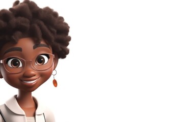 Black Female Stylist White Background Isolated Smiling With Copy Space Generative AI