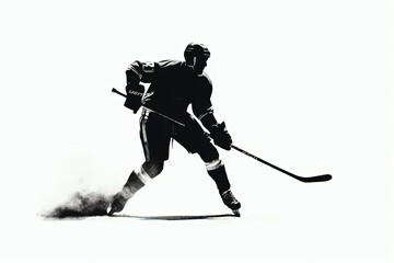 Silhouette of a hockey player. Generative AI.
