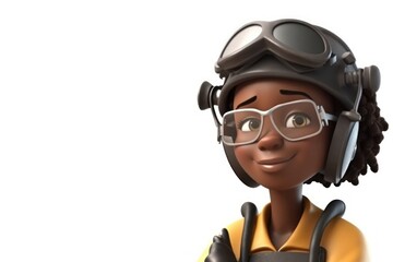 Black Female Welder White Backdrop Isolated Extremely Gorgeous With Copy Space Generative AI