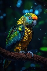 Fototapeta premium Parrot on a branch. Generative AI.