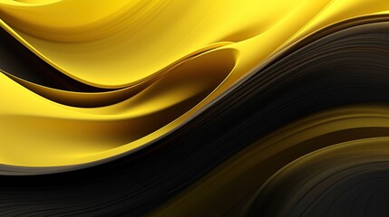 Black, Yellow and white abstract waves. Generative AI.