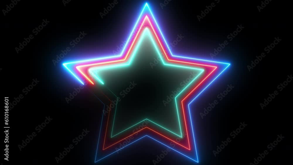 Aufkleber abstract neon star. computer generated 3d render