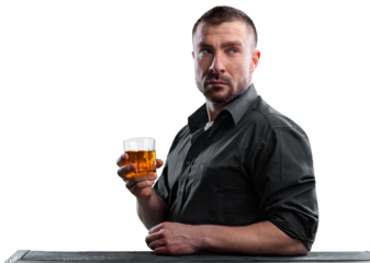 Handsome male barman with alcohol drink