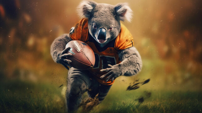 australian koala playing rugby 