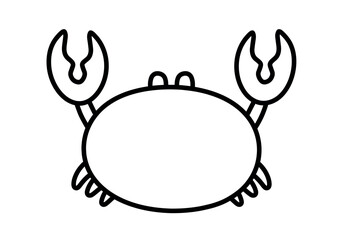 Crab Line Icon in Sea Animal Doodle Cartoon Animated Vector Illustration