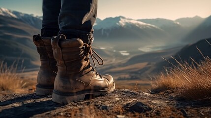 Hiker in the mountains, Generative AI
