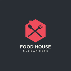 Food house logo design with cutlery concept