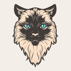 Head Of  Cat, Face Of Pet Animal Hand Drawn Vector Illustration Stock Vector