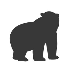 White polar bear. Outline illustration of forest animal. Black silhouette.
