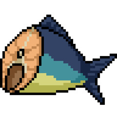 Fototapeta premium pixel art half fish flesh