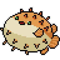 pixel art puffer fish balloon © Saphatthachat