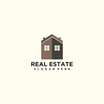 Real estate logo design with illustration home improvement concept