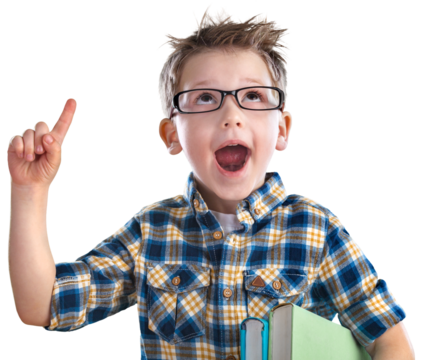 Smart child student Boy wearing glasses