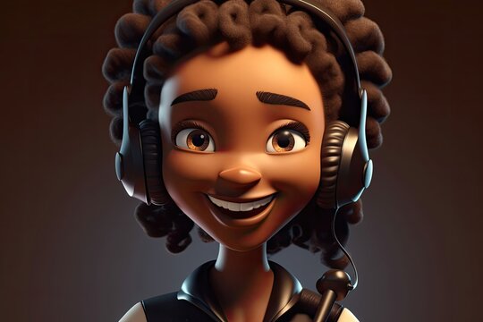Black Woman Customer Service Representative Smiling Backdrop Generative AI