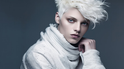 Fototapeta premium person, transgender, hoyden, androgynous, identity, authentic, diversity, lifestyle, sex, equality, lesbian, face, portrait, people, photogenic, education, head, shot, young, happily, gay, queen, prid