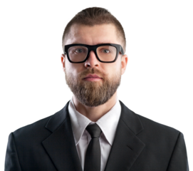 Happy young businessman wearing glasses