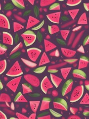 Naklejka premium pattern with watermelons
