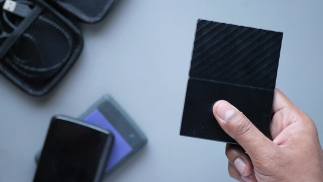 external hard drives on hand 