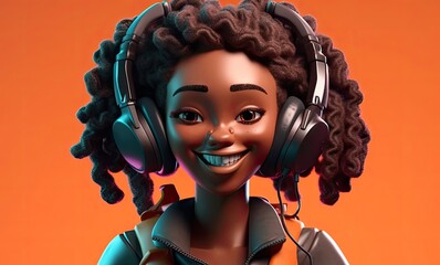 Black Woman Gamer Smiling Background Generative AI