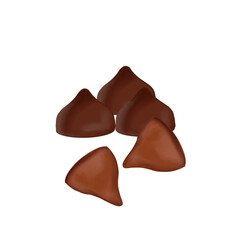 Dark Chocolate candy and milk chocolate chips draw and paint no background 