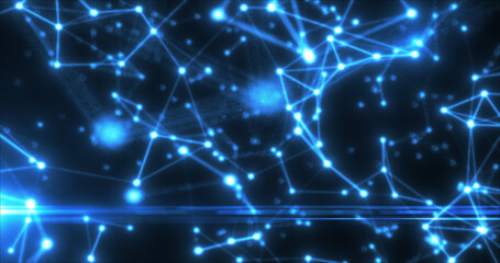 Abstract blue energy lines plexus triangles magical bright glowing futuristic hi-tech background