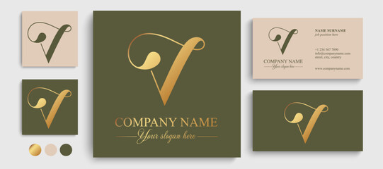 V logo. V letter logo template elements. personal monogram. Vector elegant logo - obrazy, fototapety, plakaty