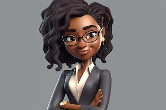Black Female Office Clerk Very Attractive Backdrop Generative AI