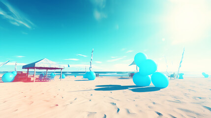 hot summer lounge beach panorama with balloon decoration ai generated