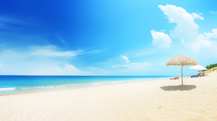 photo beautiful beach background with umbrella and copy space ai generative