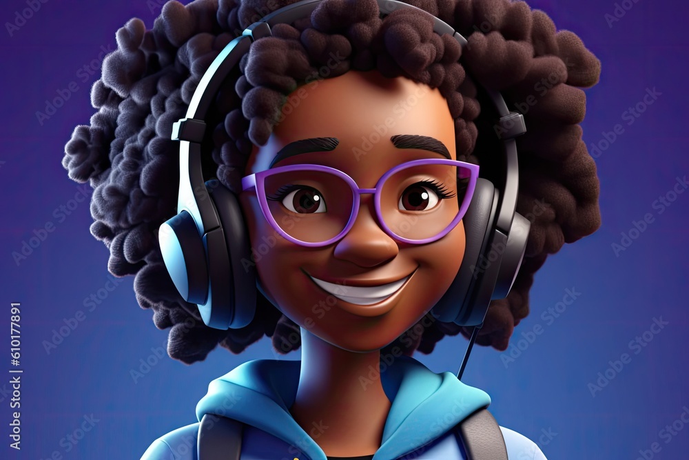 Aufkleber black female software developer smiling background generative ai