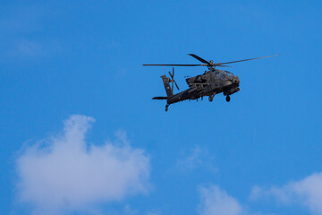 AH64D Apache helicopter in flight
