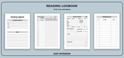 Reading Log Reviews Tracker Notebook