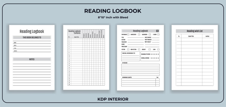 Reading Log Reviews Tracker Notebook