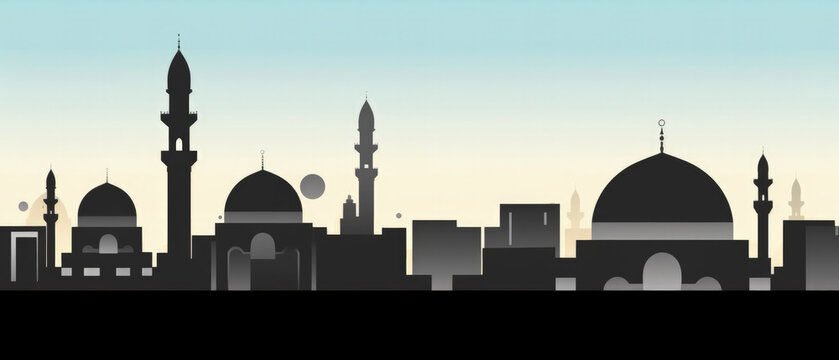 Iraq Famous Landmarks Skyline Silhouette Style, Colorful, Cityscape, Travel and Tourist Attraction - Generative AI
