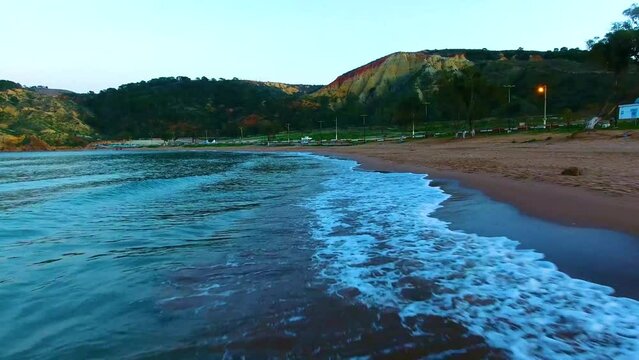 aerial shot of porsay tlemcen beach at sunset