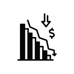 Black solid icon for down 