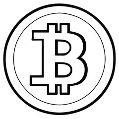Bitcoin symbol, digital currency bitcoin icon isolated on white background with assorted shapes