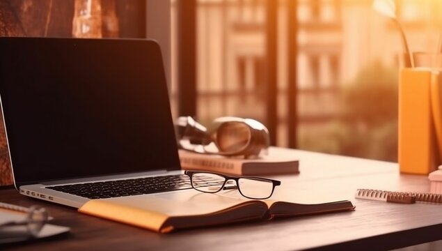 Tech Study Hub: Copy Space Background with Laptop/Tablet