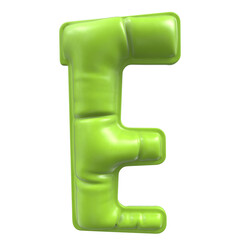 E Font Green Balloon 3D Render