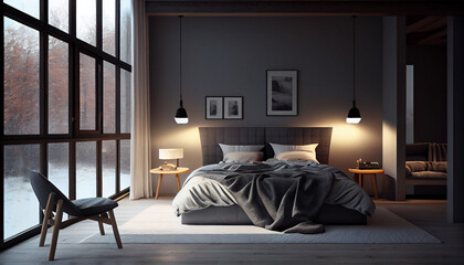 modern house pleasant bedroom,Generative AI
