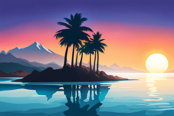 Fototapeta premium sunset on the sea, wallpaper