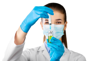 Young female scientist holding a tube