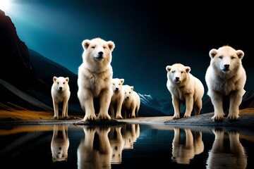 two dogs playing with water by AI generating